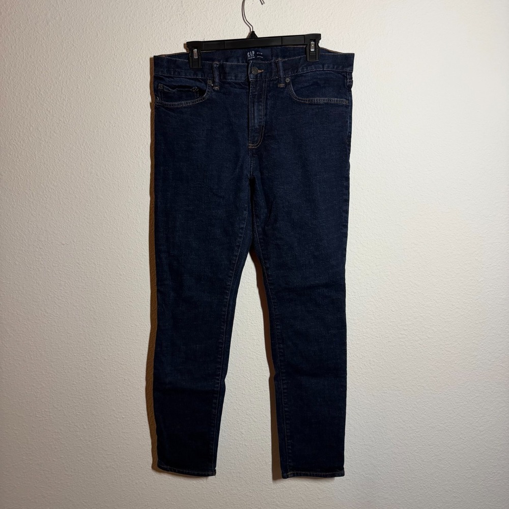 Gap Jeans Womens 34x32 Blue Denim Cotton Stretch 5 Pockets Skinny Leg‎ Dark Wash